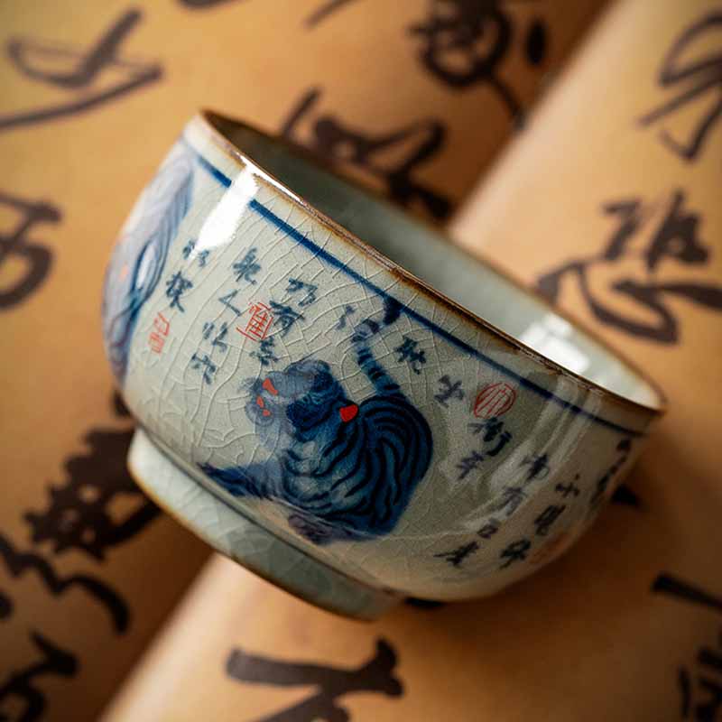 Jingdezhen Hand Painted Tiger Ceramic Teacup 140ml