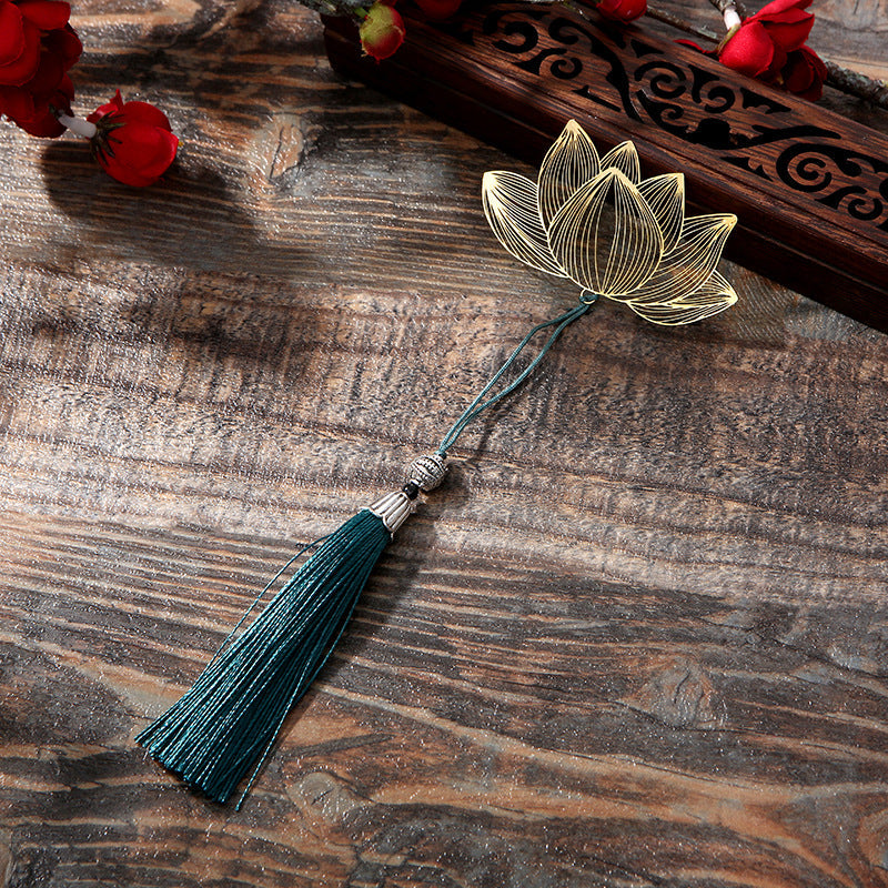 Lotus Flower Brass Hollow Bookmark | New Beginnings