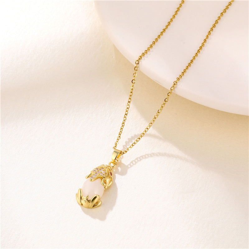 Pixiu Necklace with Natural Garnet, Agate & Jade for Wealth