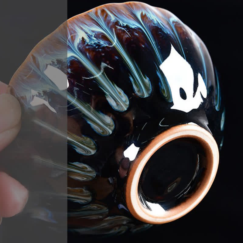 Ceramic Zen Teacup 120ml | Lotus Peacock Dragon Symbolism