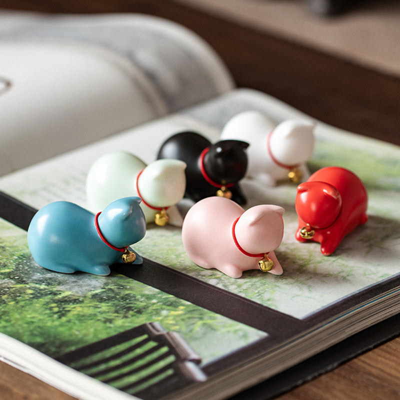 Mini Ceramic Cat Tea Pet | Sitting & Standing Figurine 5cm