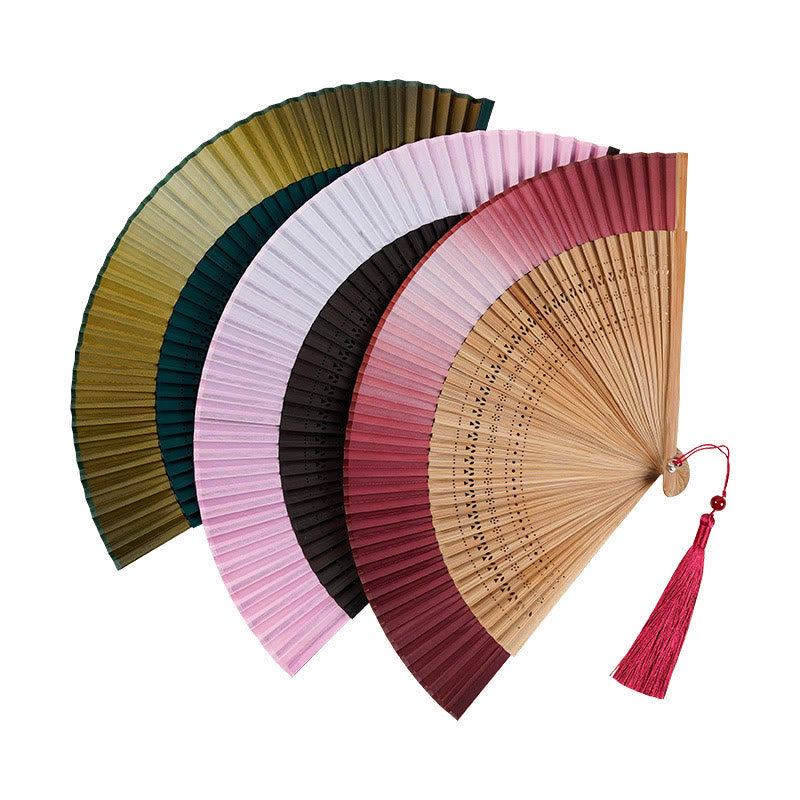 21.5cm Bamboo Folding Fan with Gradient Hollow Engraved Design