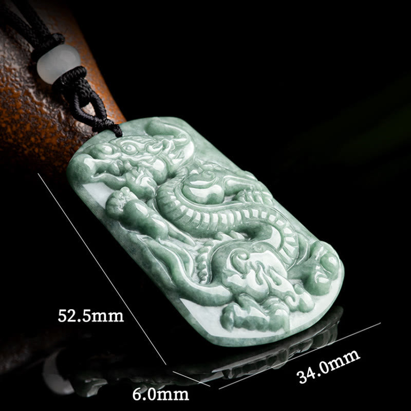 Jade Dragon Necklace for Success & Protection Pendant