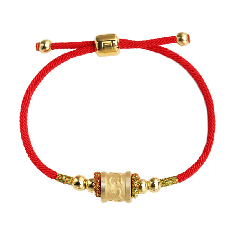 Om Mani Padme Hum Bracelet in Sterling Silver with Lucky Red String
