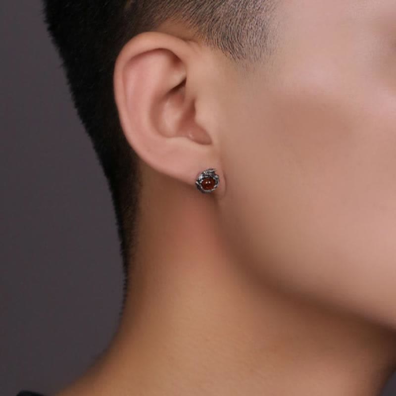 Sterling Silver Amber Dragon Success Stud Earring