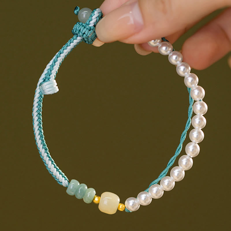 Hetian Jade Sterling Silver & Pearl Abundance Bracelet