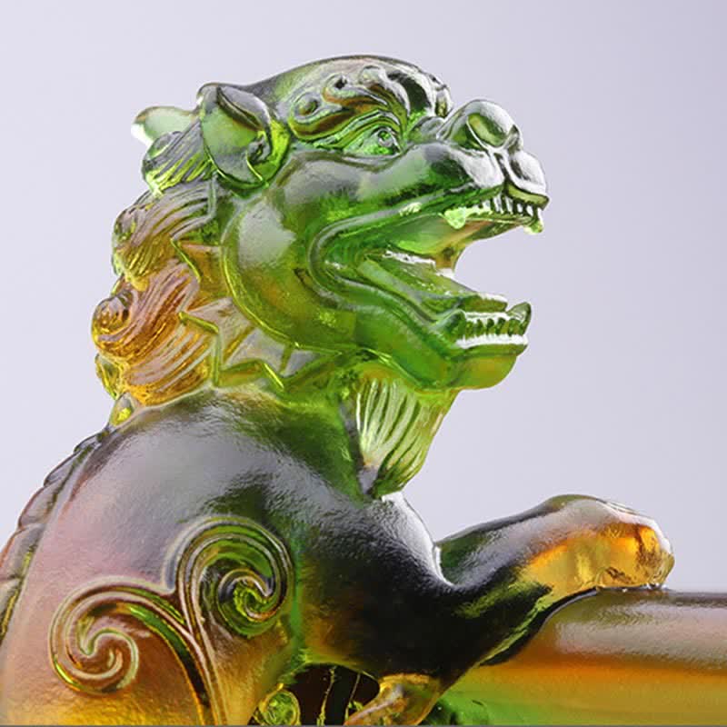 Handmade Liuli Crystal PiXiu Treasure Bowl Art Piece