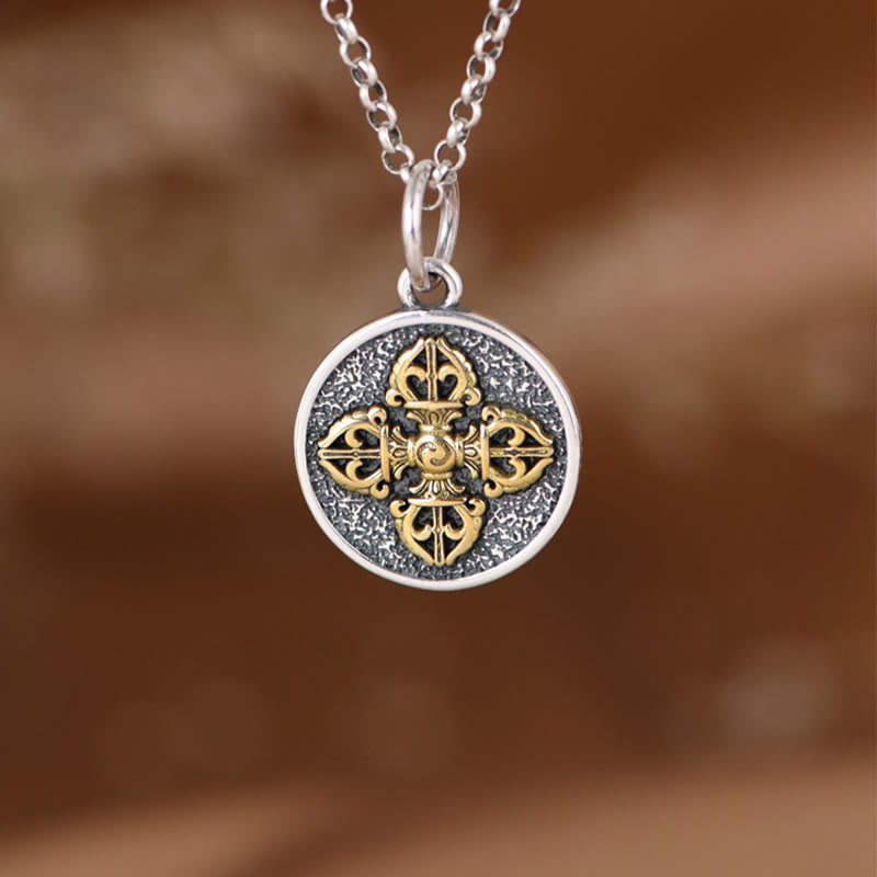 Double Dorje Vajra Necklace | 925 Sterling Silver Spiritual Pendant