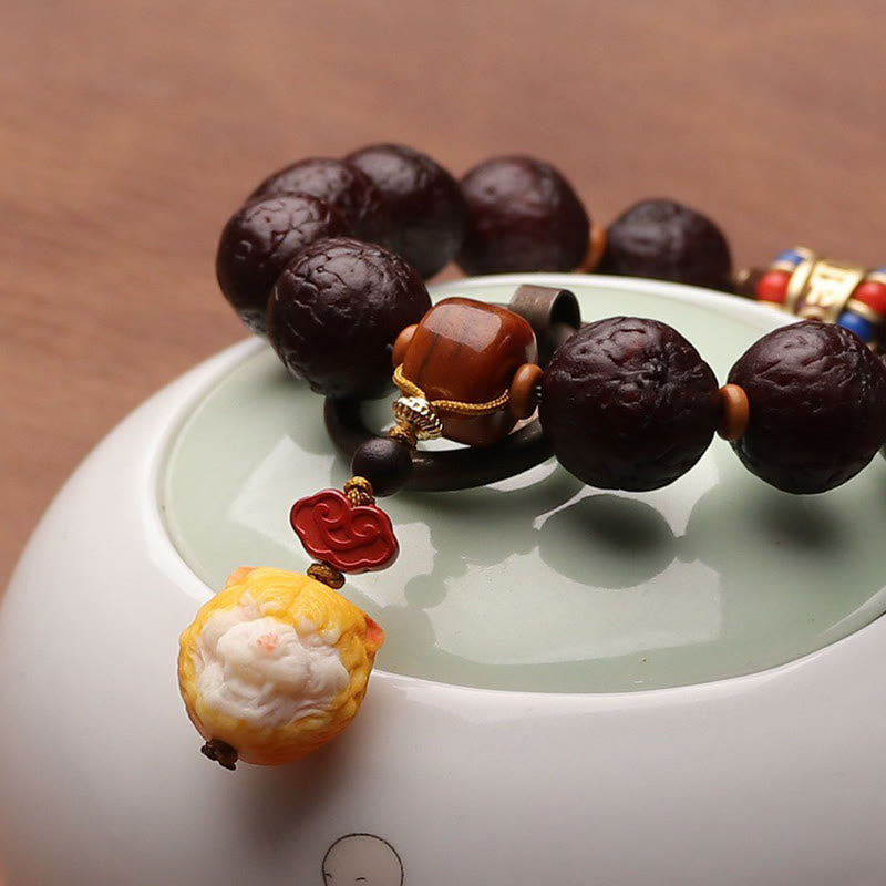 Unisex Bodhi Seed Tibetan Wrist Mala | Luck & Wealth Charm