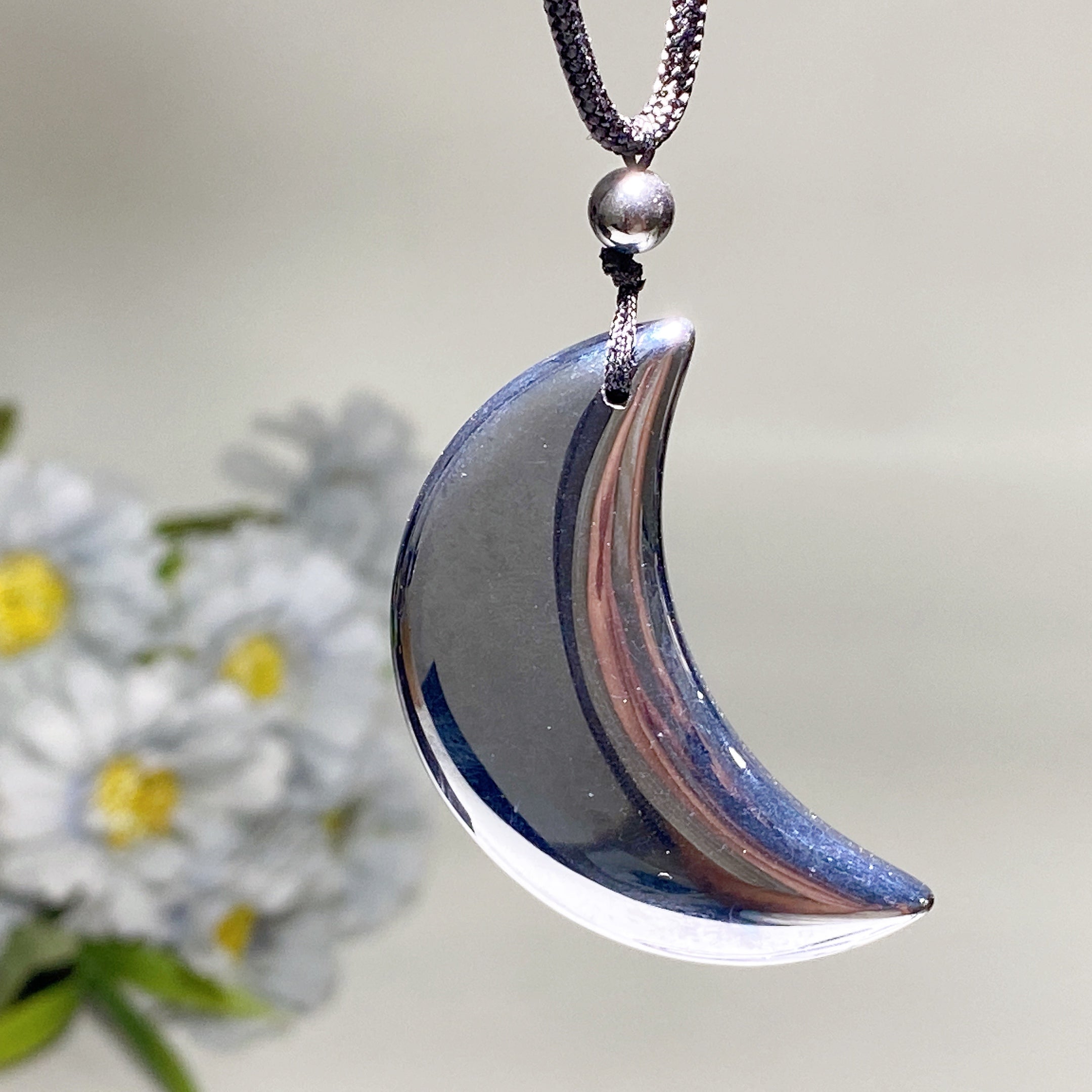 45mm Terahertz Moon Spiritual Healing Necklace