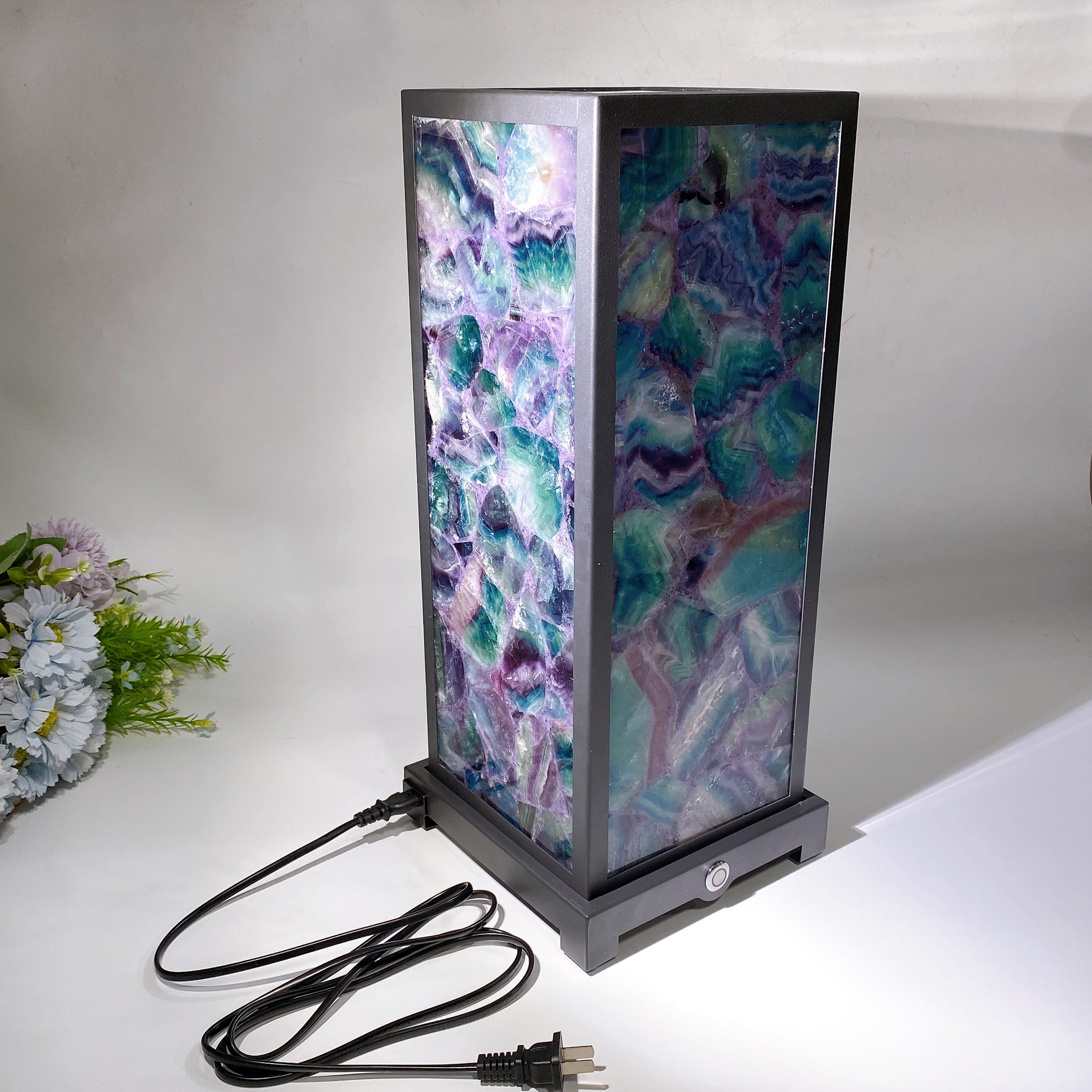 46.5cm Rainbow Fluorite Crystal Lamp for Healing Ambiance