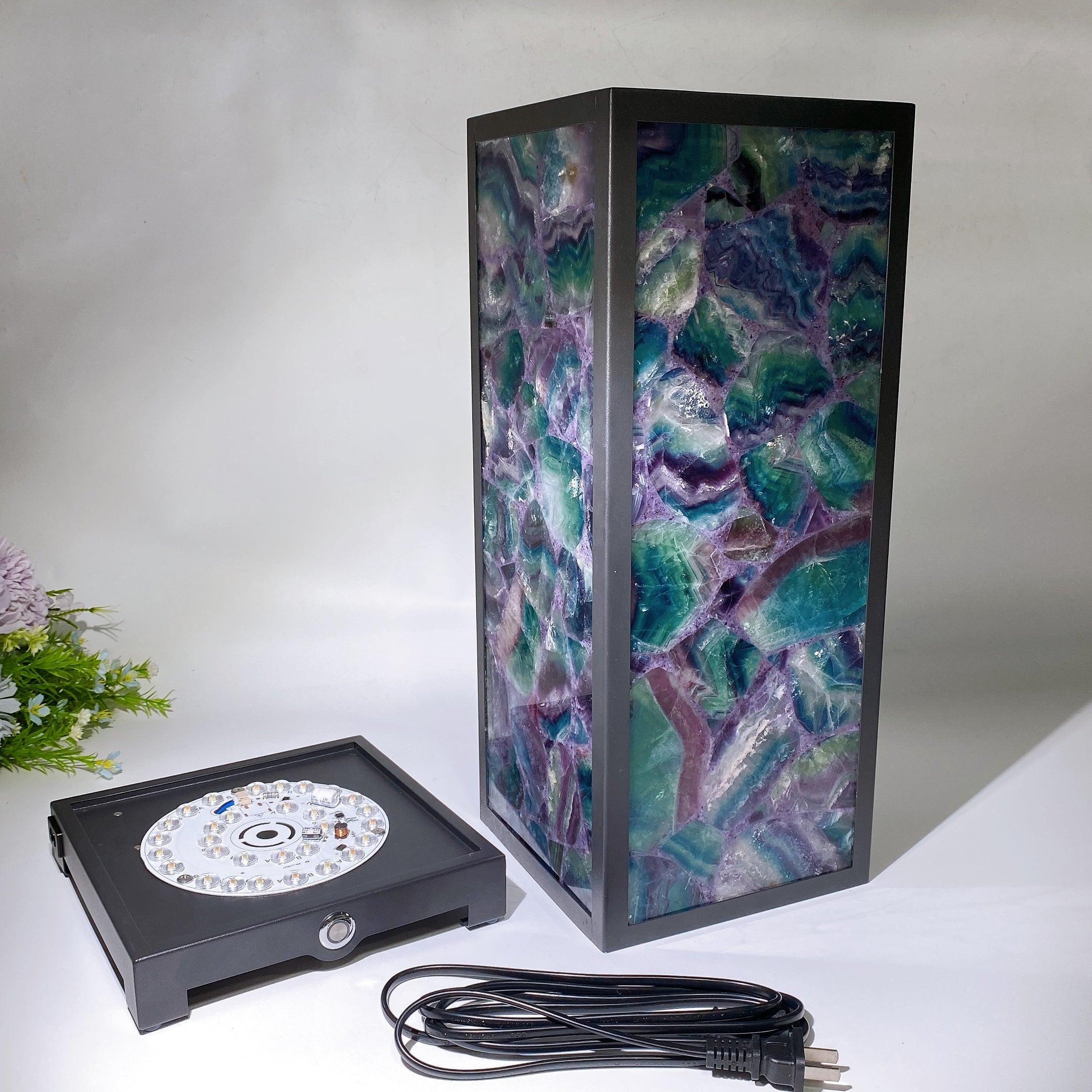 46.5cm Rainbow Fluorite Crystal Lamp for Healing Ambiance