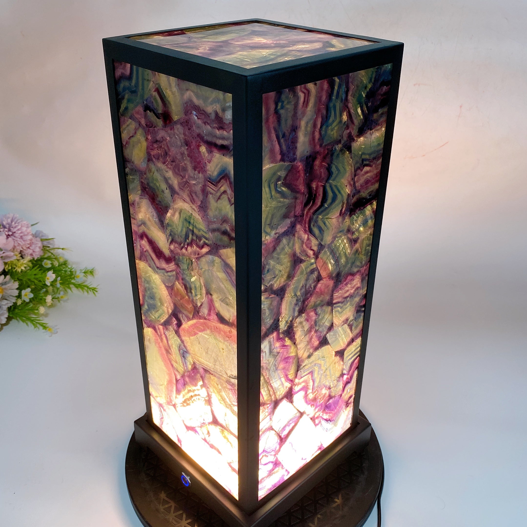 46.5cm Rainbow Fluorite Crystal Lamp for Healing Ambiance