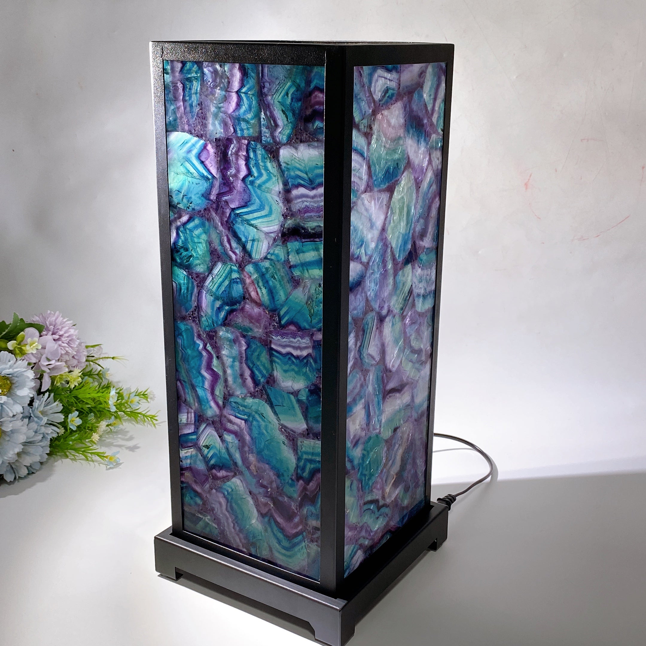 46.5cm Rainbow Fluorite Crystal Lamp for Healing Ambiance