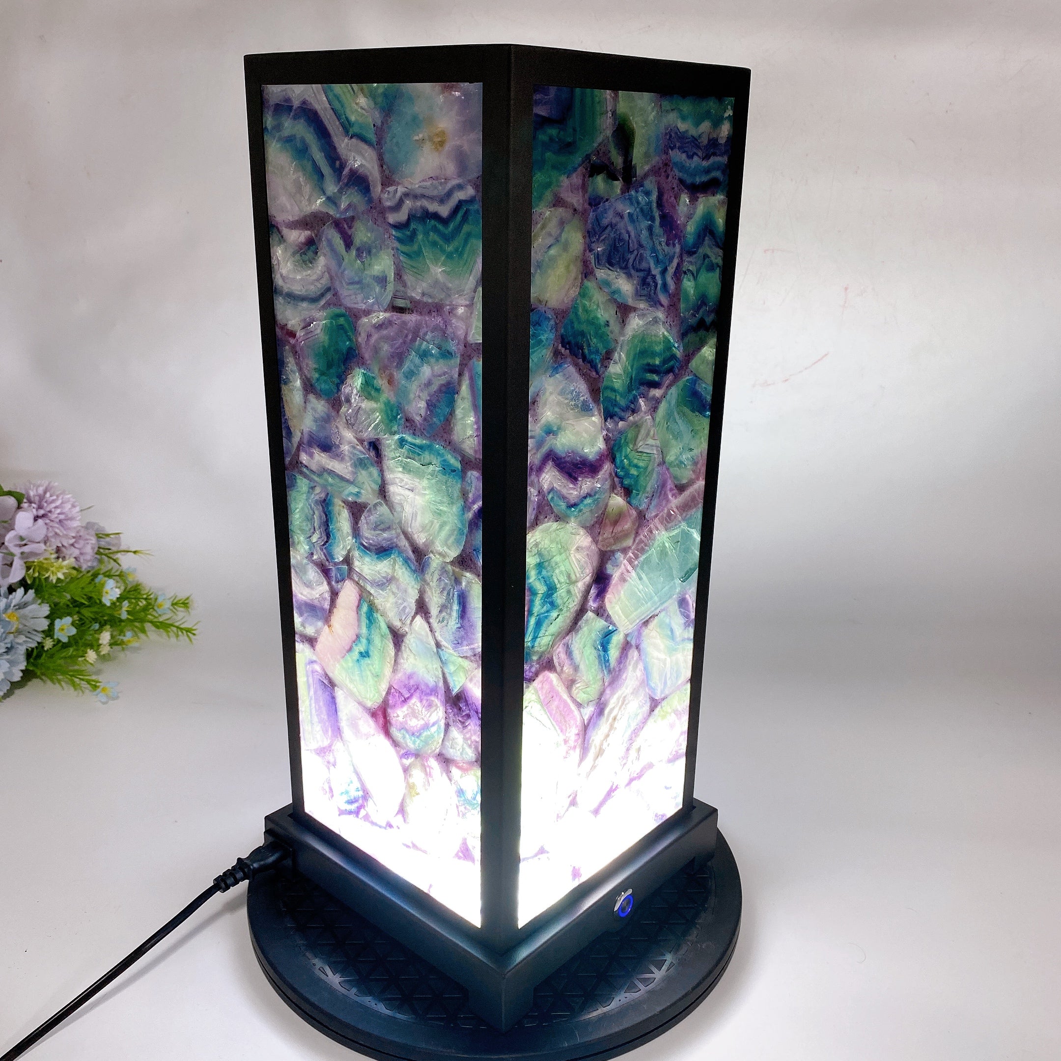 46.5cm Rainbow Fluorite Crystal Lamp for Healing Ambiance