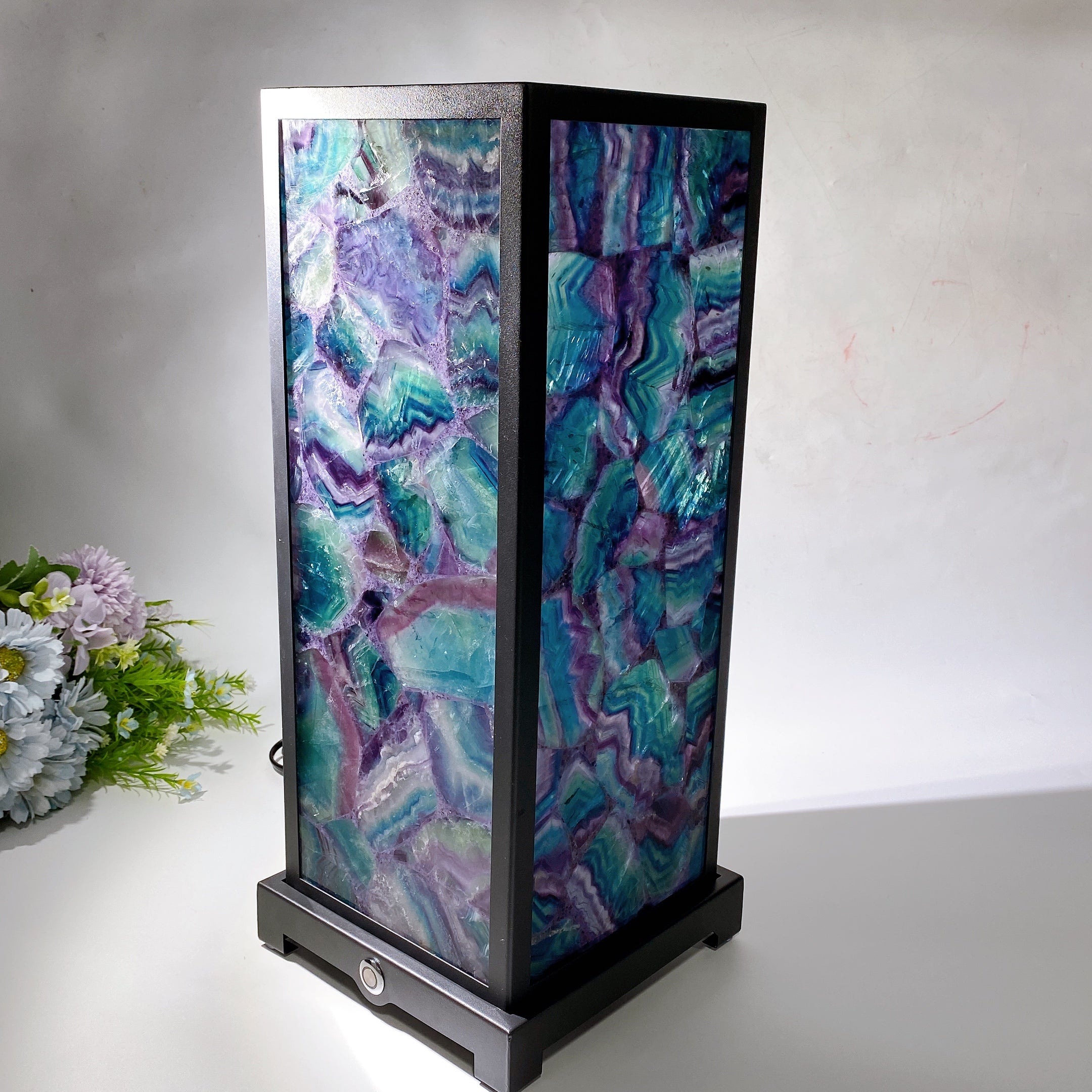46.5cm Rainbow Fluorite Crystal Lamp for Healing Ambiance