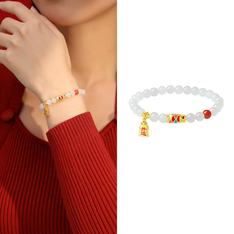 Hetian White Jade Protection, Luck & Happiness Bracelet