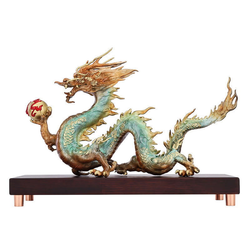Brass Dragon Office Decoration | Feng Shui Luck Success 31cm