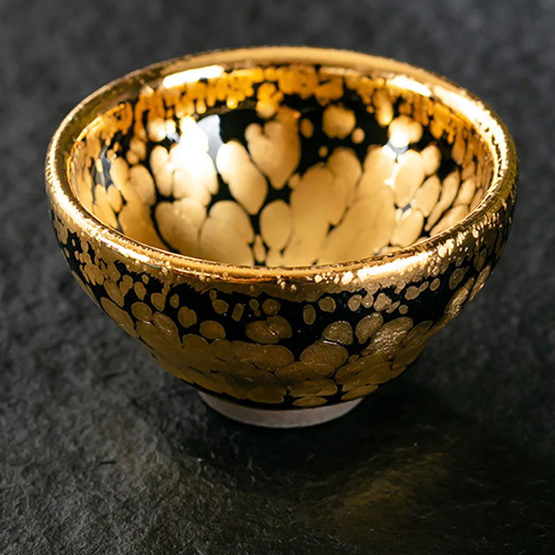 24K Gold Spot Pattern Jianzhan Ceramic Tea Cup Bowl