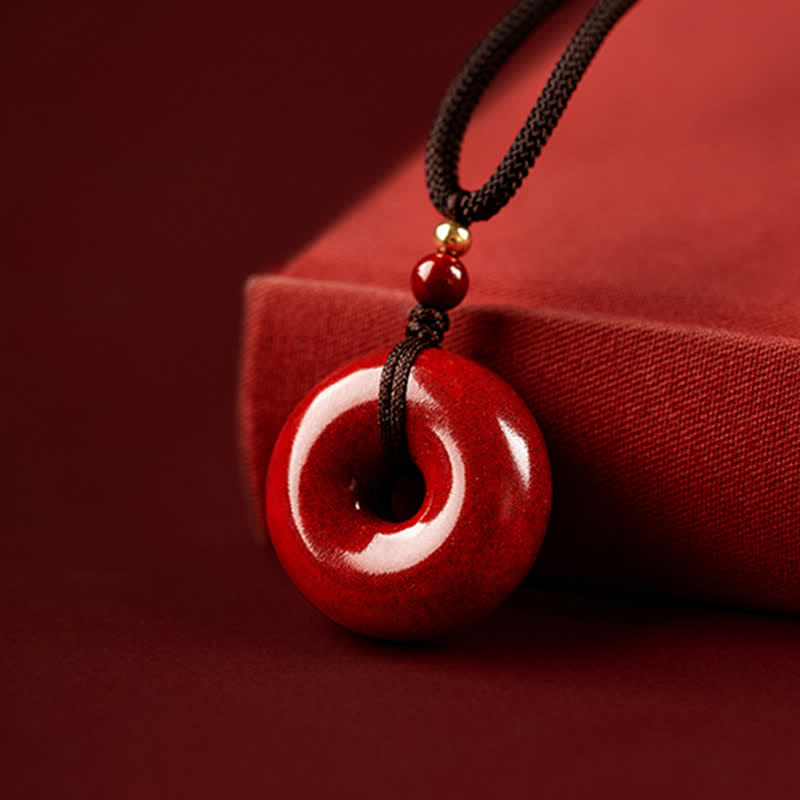 Peace Buckle Cinnabar Necklace | Calm Blessing Pendant
