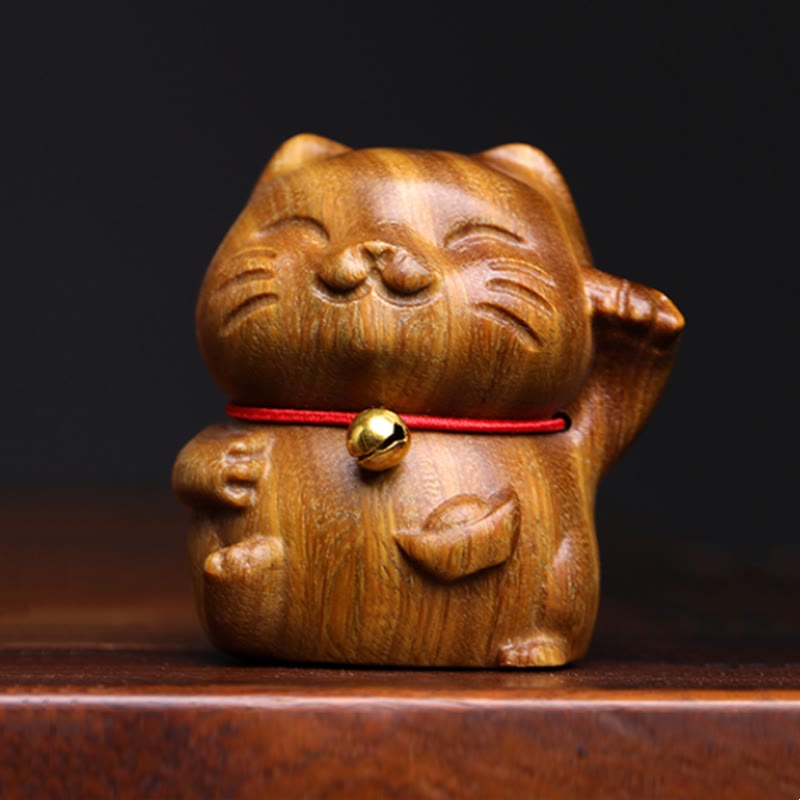 Green Sandalwood Lucky Cat Decoration 4.5cm Peace Charm