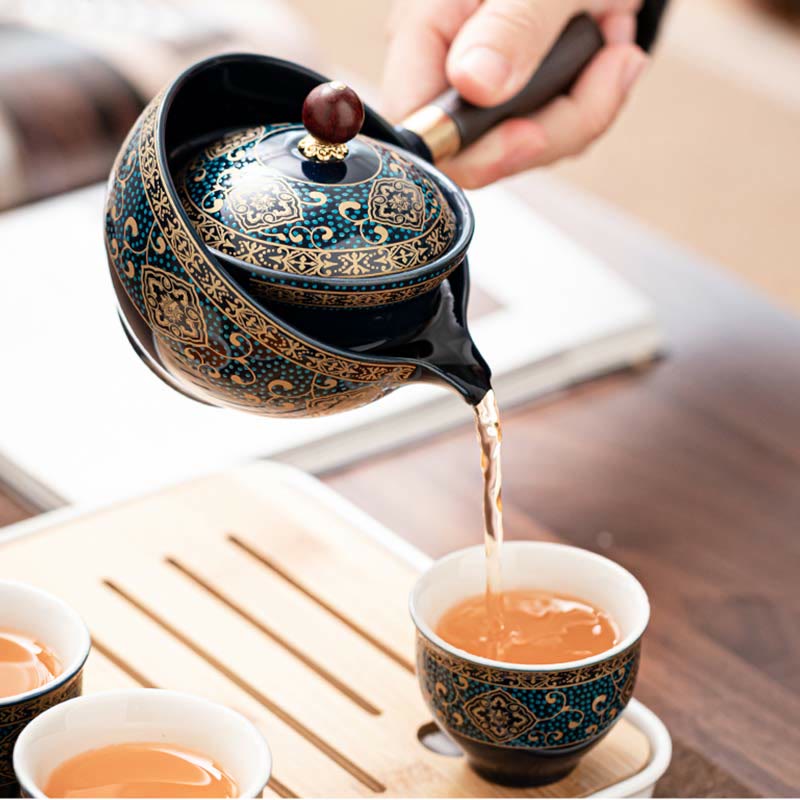Ceramic Chinese Gongfu Teapot Set with Portable Gift Bag