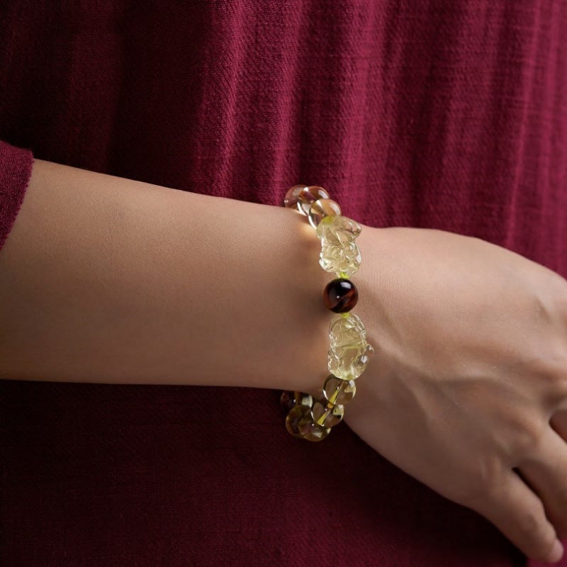 8mm Citrine Tiger Eye Pixiu Prosperity Bracelet