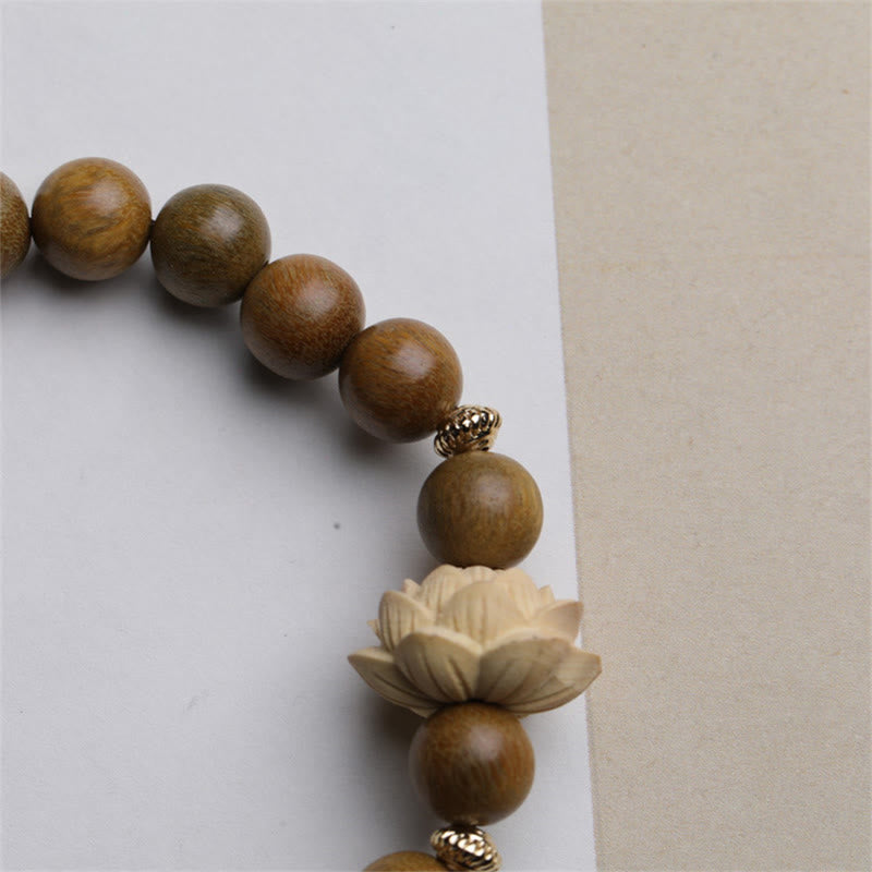 Green Sandalwood Lotus Soothing Bracelet for Tranquility & Peace