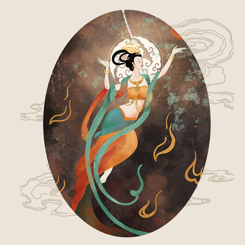 Handmade Dunhuang Peach Blossom Pattern Red String Bracelet