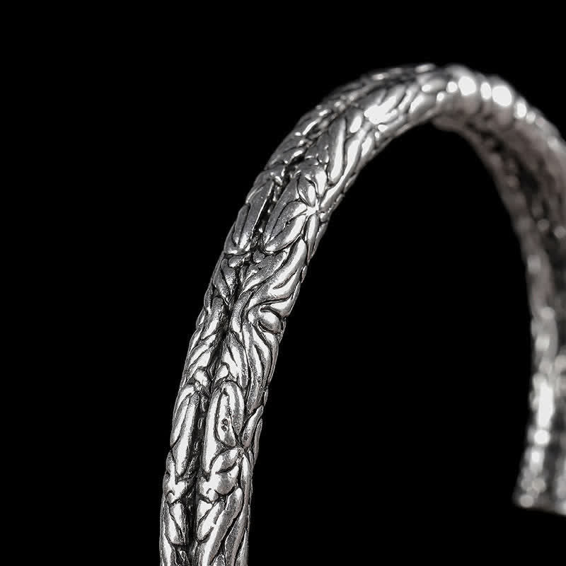 Copper Dragon Bracelet Cuff with Flower Pattern for Balance