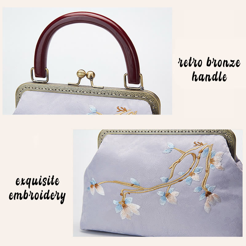 Flower Embroidery Handbag | Spiritual Crossbody Bag 19cm