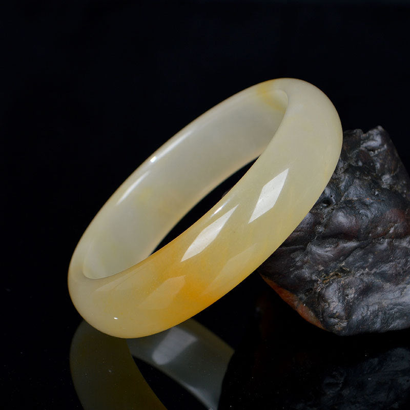 Golden Silk Jade Bracelet Bangle 56mm for Luck & Wealth