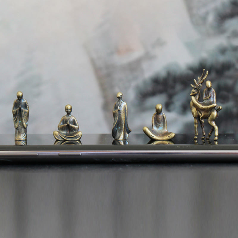 Mini Buddha Statue Set | Metal Meditation Monk Décor