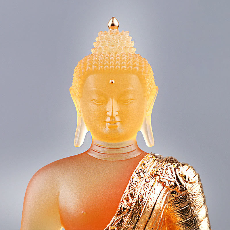Liuli Buddha Statue Serenity Figurine 15cm Feng Shui Art