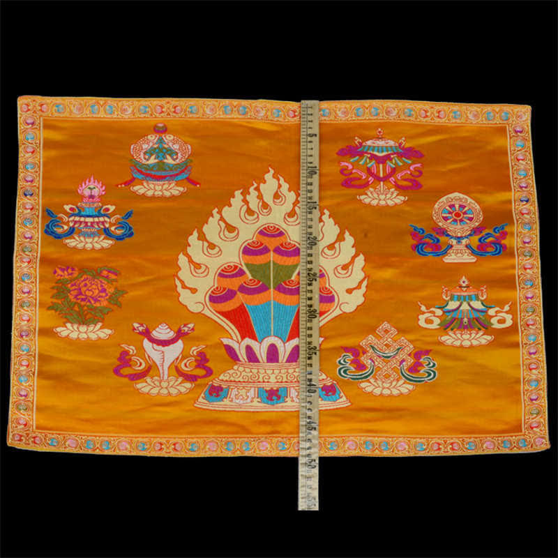 48cm x 68cm Prayer Altar Mat with 8 Auspicious Symbols for Healing Meditation