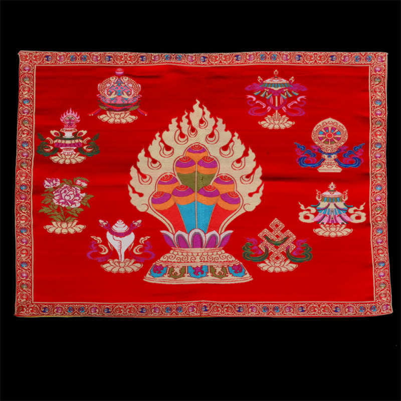 48cm x 68cm Prayer Altar Mat with 8 Auspicious Symbols for Healing Meditation