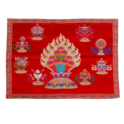 48cm x 68cm Prayer Altar Mat with 8 Auspicious Symbols for Healing Meditation