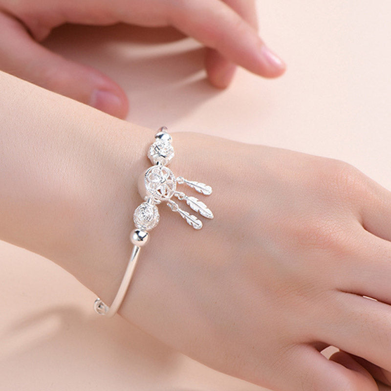 White Copper Dream Catcher Charm Bracelet for Luck & Healing