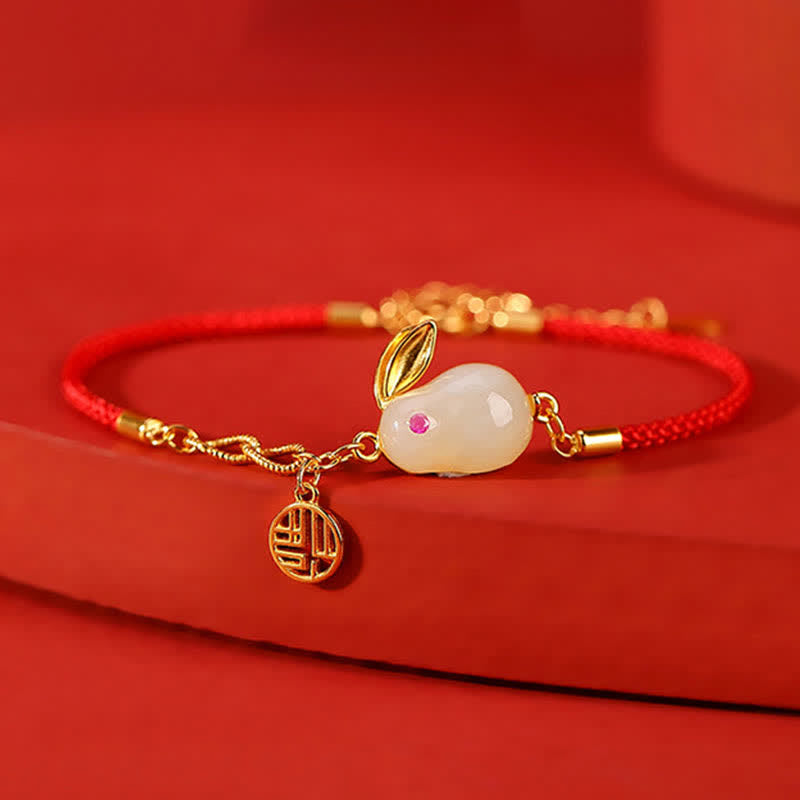 Hetian White Jade Luck & Blessing Bracelet 17cm+5cm