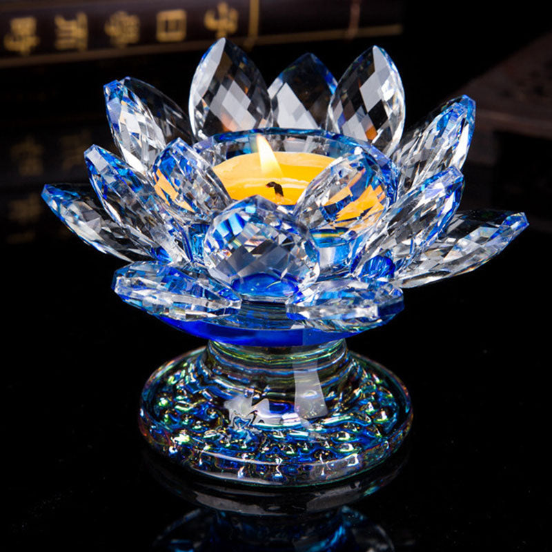 Citrine & White Crystal Tibetan Lotus Candlestick Ornament