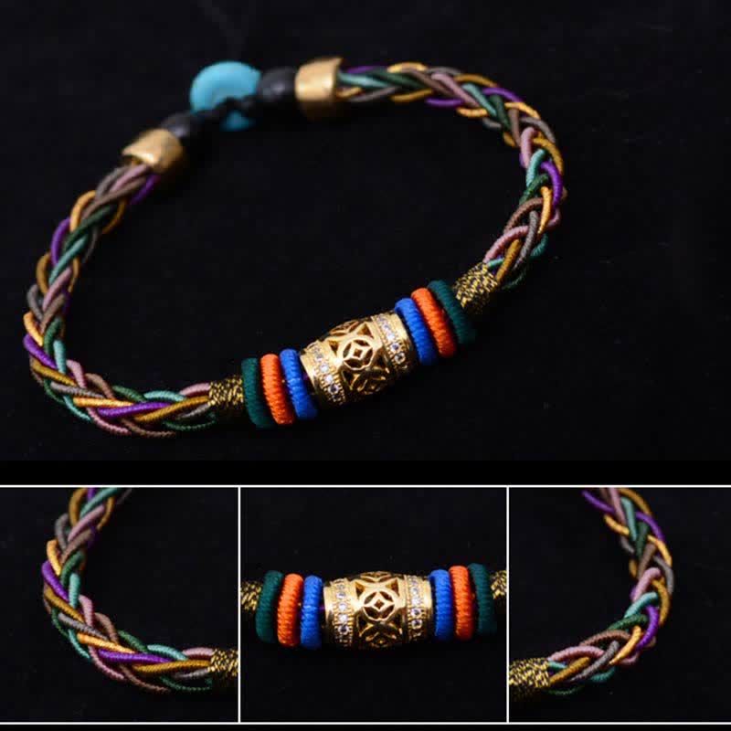 Tibetan Red String Bracelet with Copper Coin | Protection & Luck