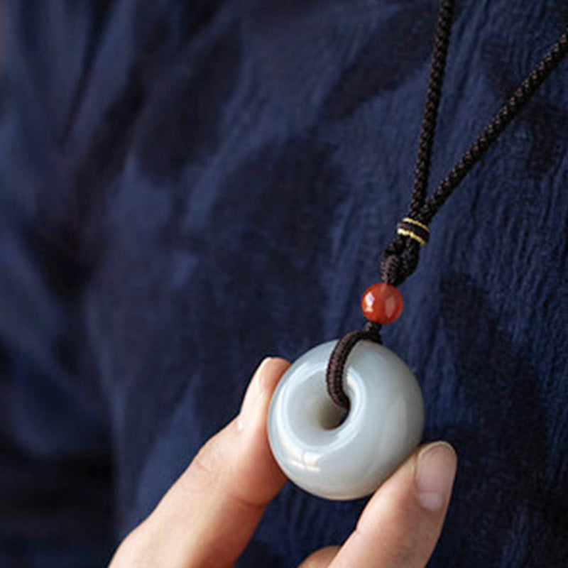 Natural Gray Jade Luck Necklace | Peace & Prosperity Pendant