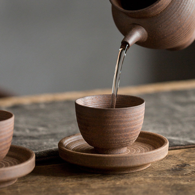 Handcrafted Retro Brown Ceramic Zen Teacup for Mindful Tea Rituals