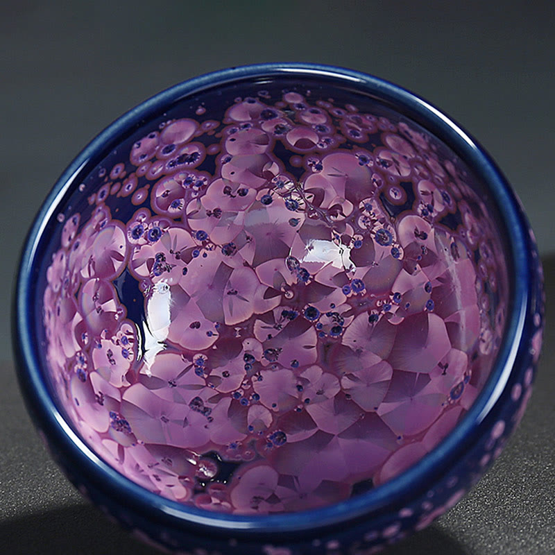 Colorful Iris Flowers Jian Zhan Teacup 110ml Ceramic