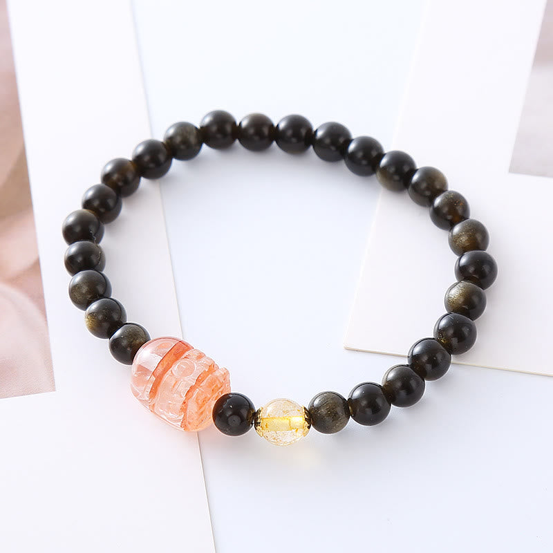 Gold Sheen Obsidian PiXiu Pixiu Wealth Protection Bracelet