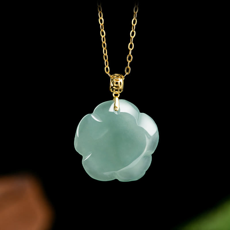 925 Sterling Silver Jade Luck Necklace 18K Gold Pendant