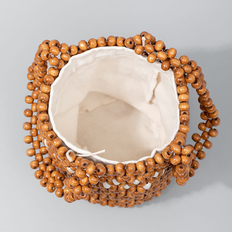 Wooden Beads Bucket Bag 12cm for Spiritual Jewelry