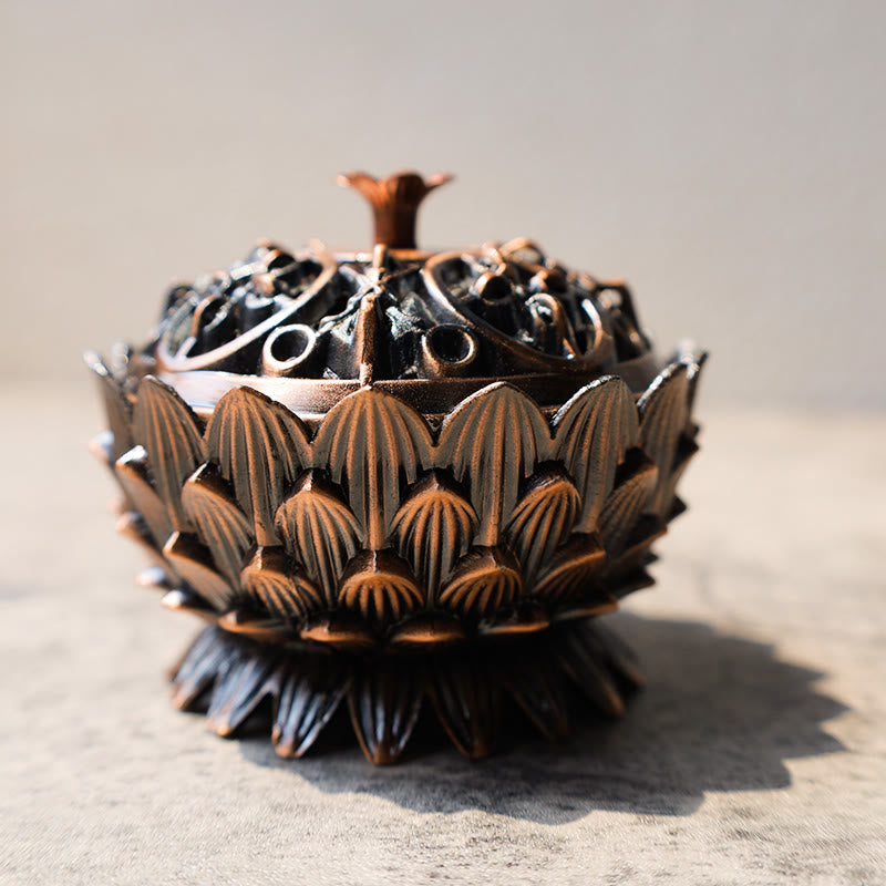 Lotus Shaped Zinc Alloy Incense Burner for Meditation