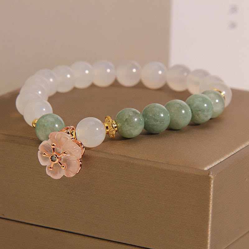 White Agate Jade Luck Protection Bracelet 14-16cm