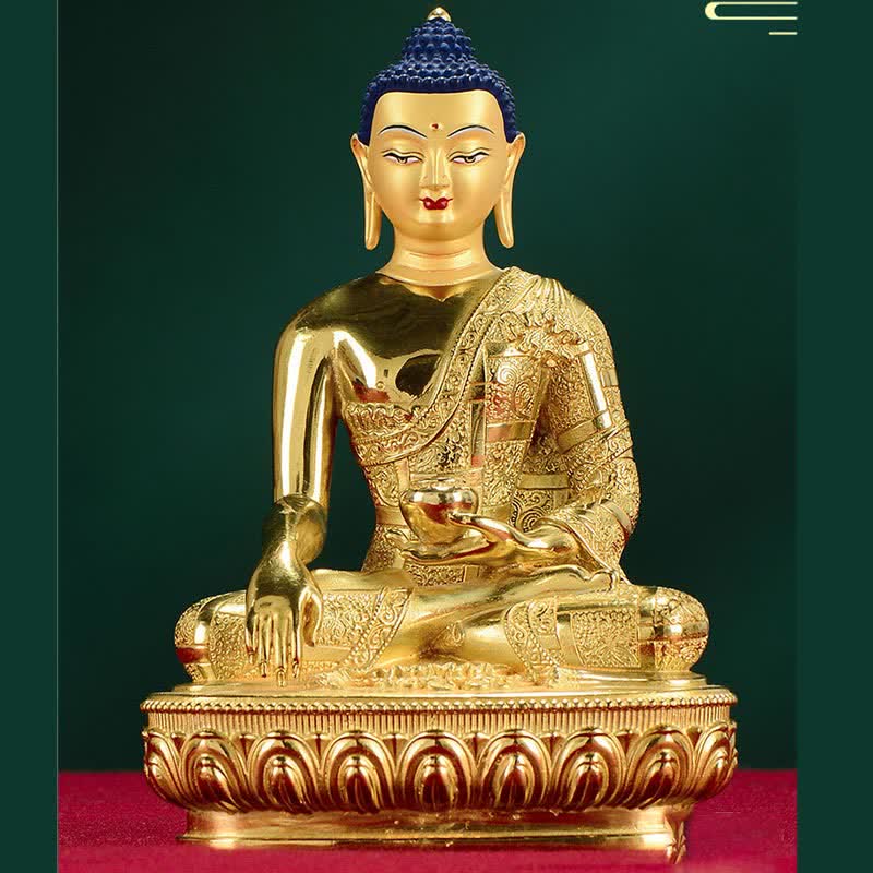 Copper Buddha Statue Shakyamuni Figurine 16.5cm Enlightenment